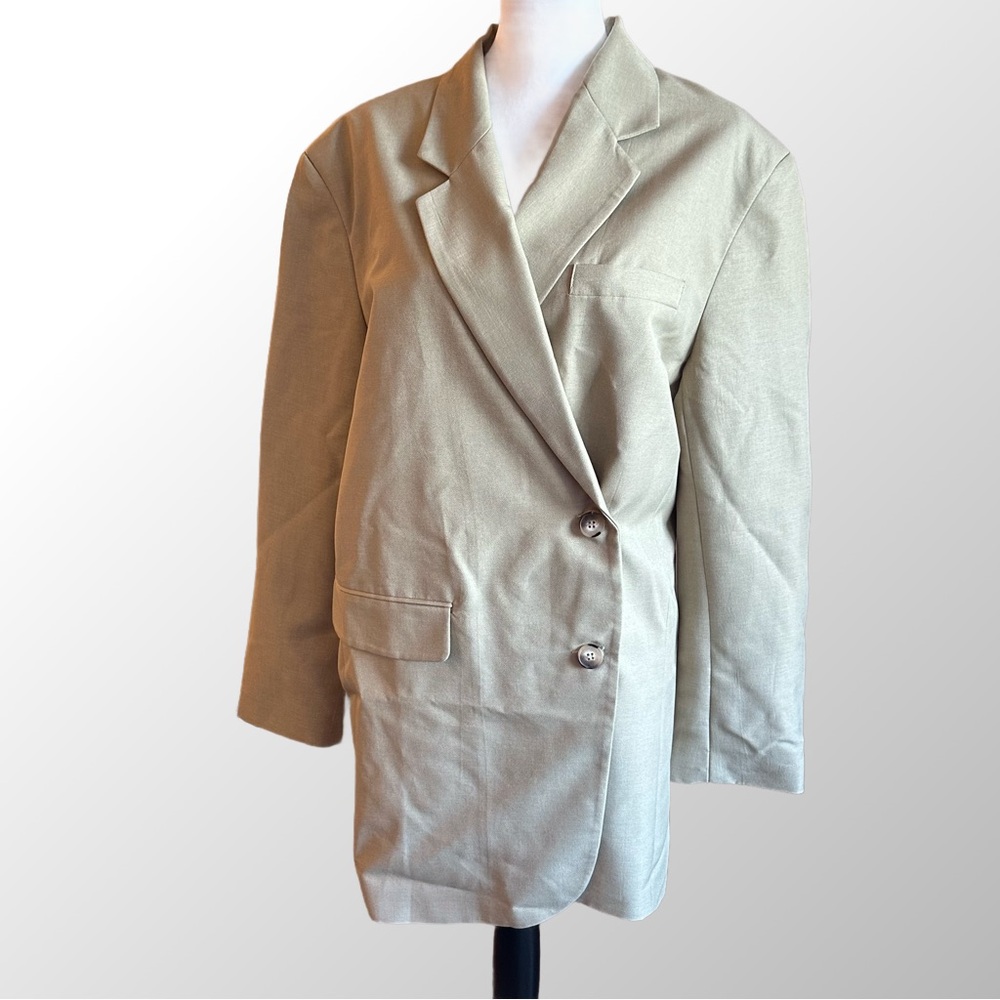 Topshop Blazer Women’s Size 10 Tan Oversized Blazer With Inside Wrap Tie